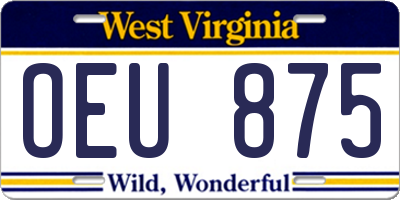 WV license plate OEU875