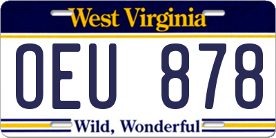 WV license plate OEU878