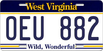 WV license plate OEU882