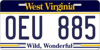 WV license plate OEU885