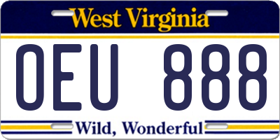WV license plate OEU888