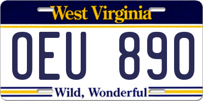 WV license plate OEU890