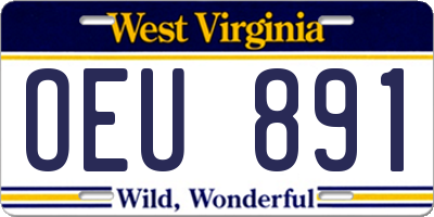 WV license plate OEU891