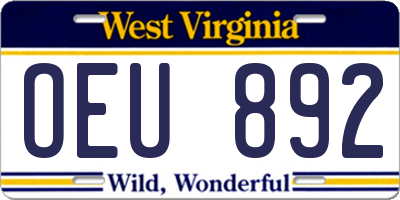 WV license plate OEU892