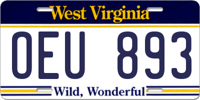 WV license plate OEU893