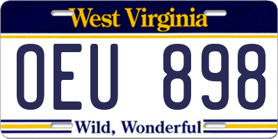 WV license plate OEU898