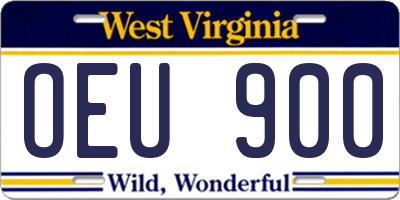 WV license plate OEU900