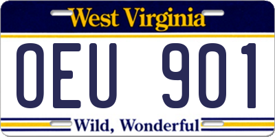 WV license plate OEU901