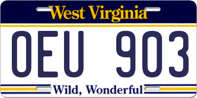 WV license plate OEU903