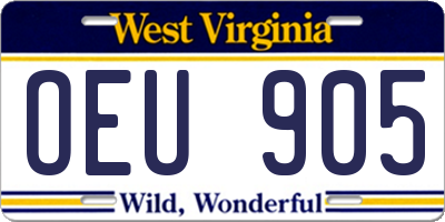 WV license plate OEU905