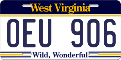 WV license plate OEU906