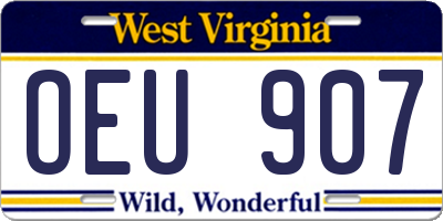 WV license plate OEU907