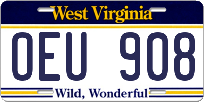 WV license plate OEU908