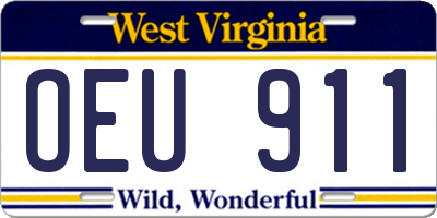 WV license plate OEU911