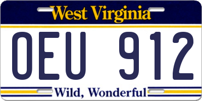 WV license plate OEU912