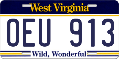 WV license plate OEU913