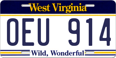 WV license plate OEU914