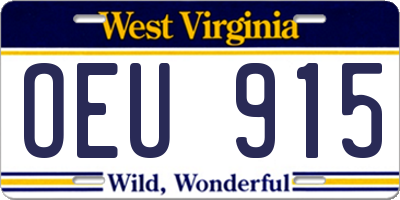 WV license plate OEU915