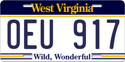 WV license plate OEU917