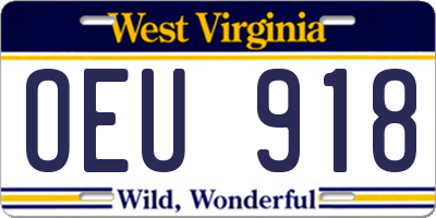 WV license plate OEU918
