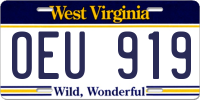 WV license plate OEU919