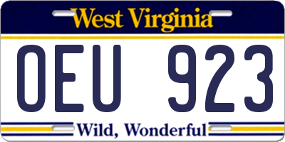 WV license plate OEU923