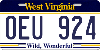 WV license plate OEU924