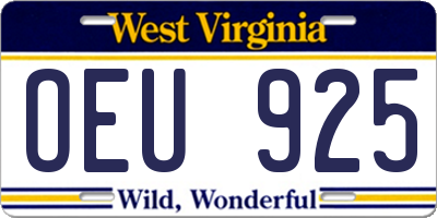 WV license plate OEU925