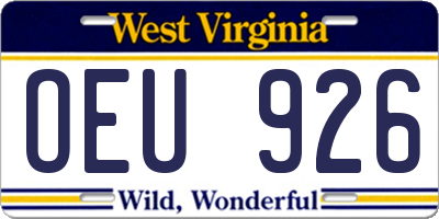 WV license plate OEU926