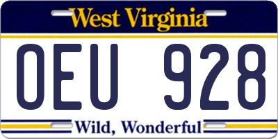 WV license plate OEU928