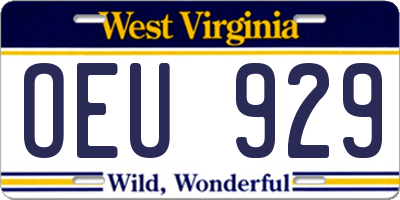 WV license plate OEU929