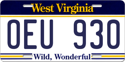 WV license plate OEU930