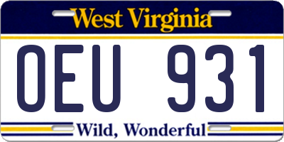 WV license plate OEU931