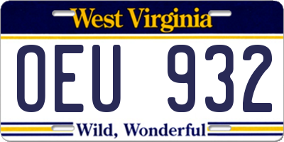 WV license plate OEU932