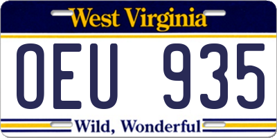 WV license plate OEU935