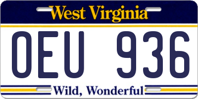 WV license plate OEU936