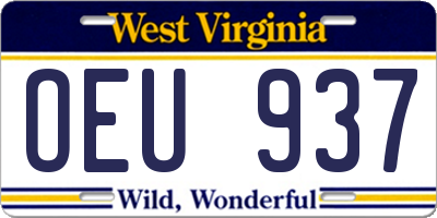 WV license plate OEU937
