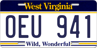 WV license plate OEU941