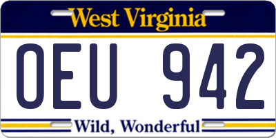 WV license plate OEU942