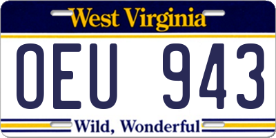 WV license plate OEU943