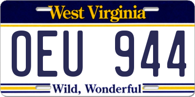 WV license plate OEU944