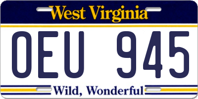 WV license plate OEU945