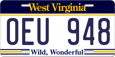 WV license plate OEU948
