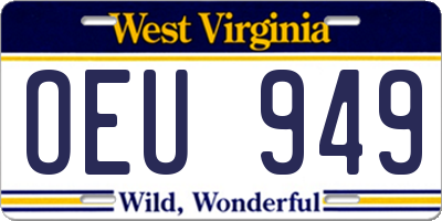 WV license plate OEU949