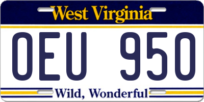 WV license plate OEU950