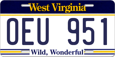 WV license plate OEU951