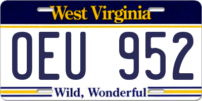 WV license plate OEU952