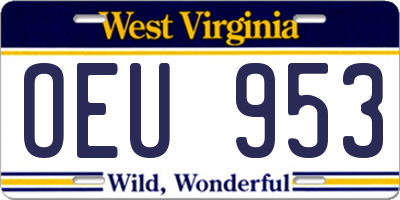 WV license plate OEU953