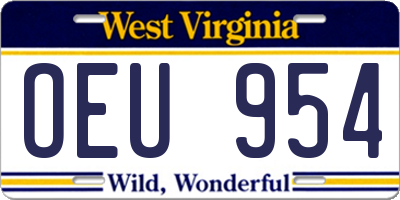 WV license plate OEU954