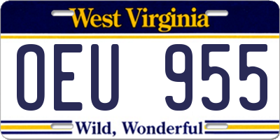 WV license plate OEU955